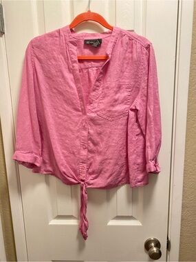 INC International Concepts Pink Tie-Front Women’s Top
